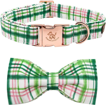 Elegant little tail Dog Collar with Bow, Cotton & Webbing, Bowtie Dog Collar, Adjustable Dog Collars for Small Medium Large Dogs and Cats