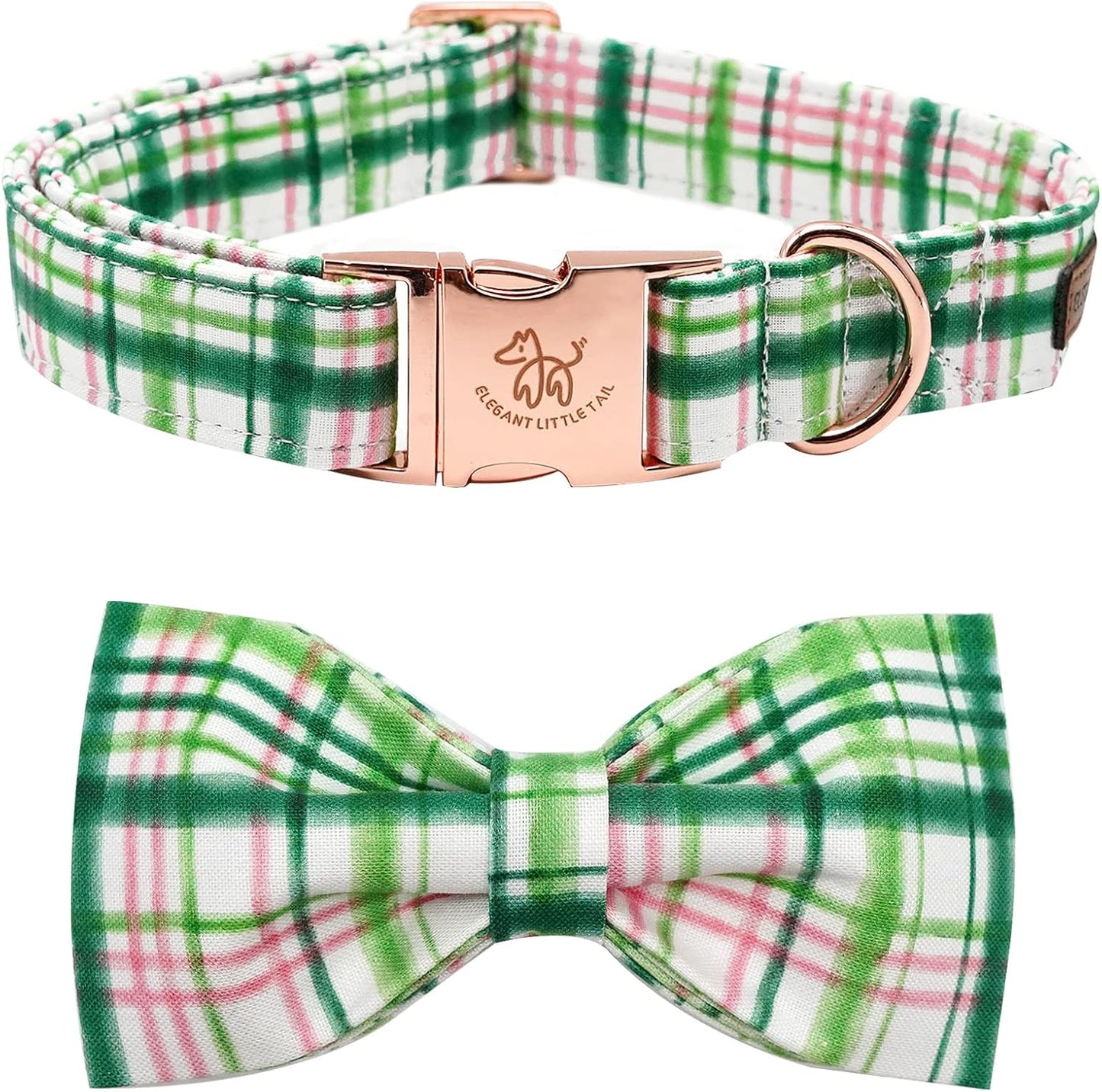 Elegant little tail Dog Collar with Bow, Cotton & Webbing, Bowtie Dog Collar, Adjustable Dog Collars for Small Medium Large Dogs and Cats