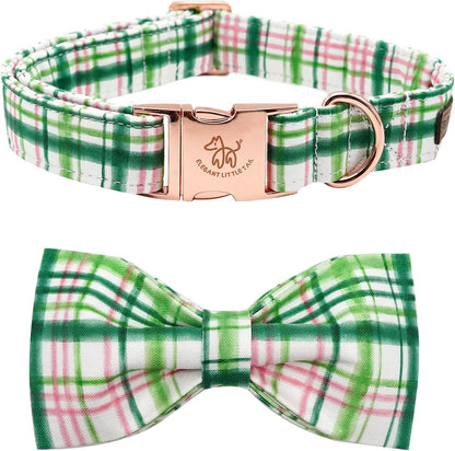 Elegant little tail Dog Collar with Bow, Cotton & Webbing, Bowtie Dog Collar, Adjustable Dog Collars for Small Medium Large Dogs and Cats