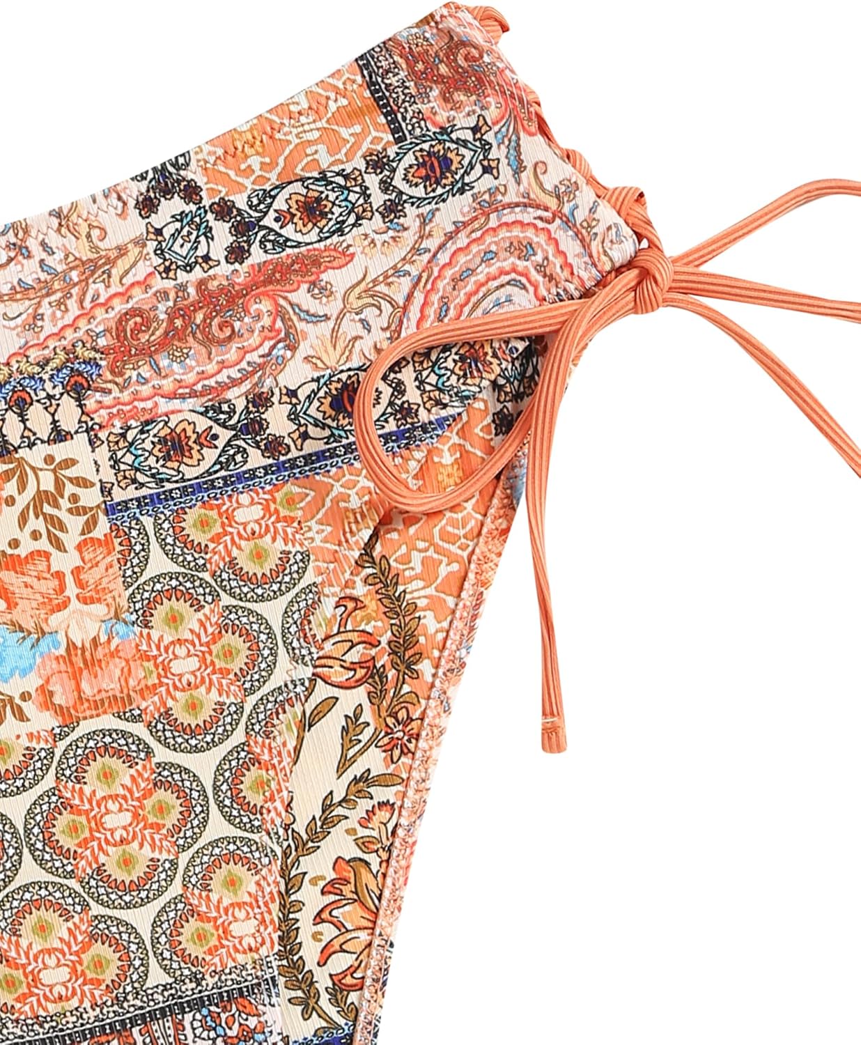 ZAFUL Women V Neck Bikini Set Ruched Tie Front High Waisted Floral Print Ribbed 2 Piece Bathing Suit Swimsuits