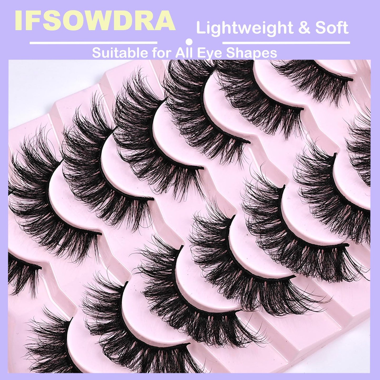 Mink Lashes Fluffy Big Dramatic Thick False Eyelashes, Soft 20mm Volume 3D Faux Mink, 20 Pairs Eyelashes Pack, 25mm Full Strip Lashes That Look Like Extensions