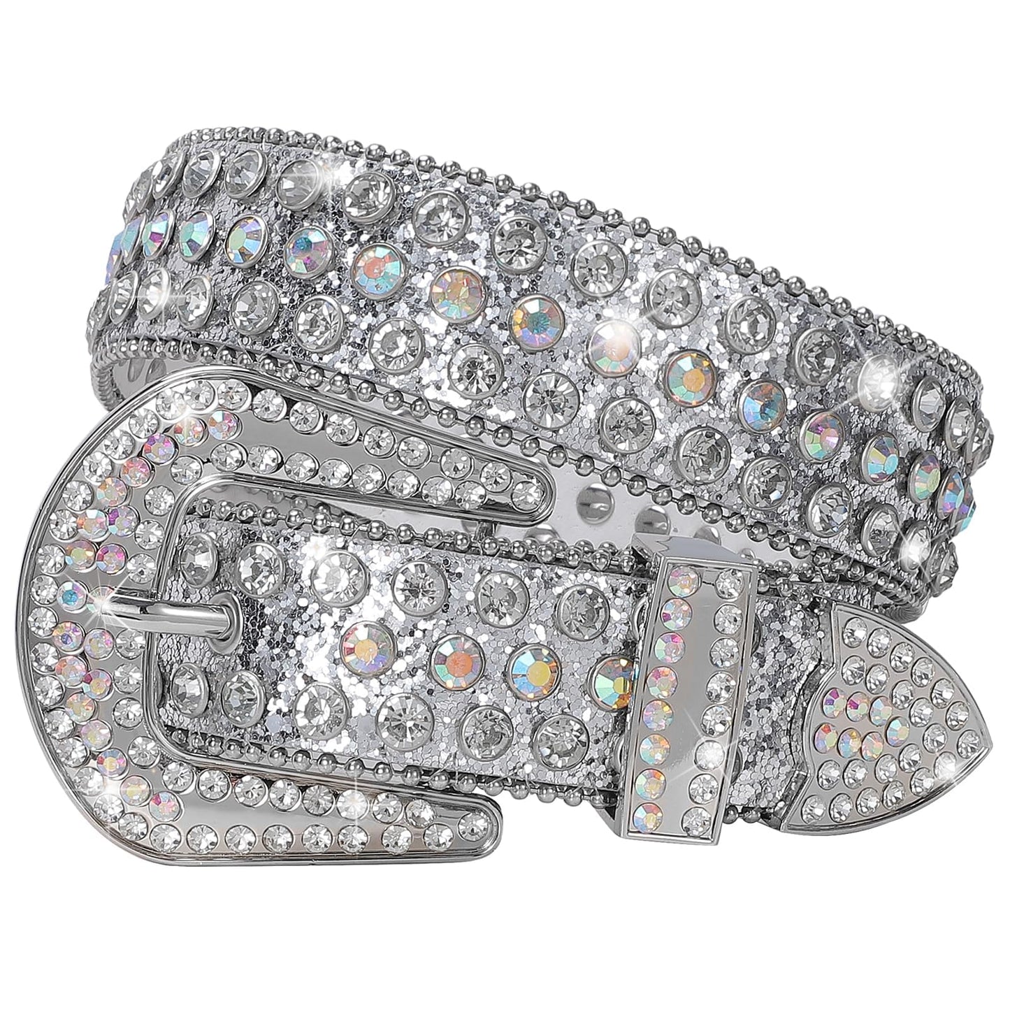 SUOSDEY Rhinestone Belt Unisex Sequin Strap Bling Crystal Western Studs Glitter Luxury Belt for Jeans Pants Dress