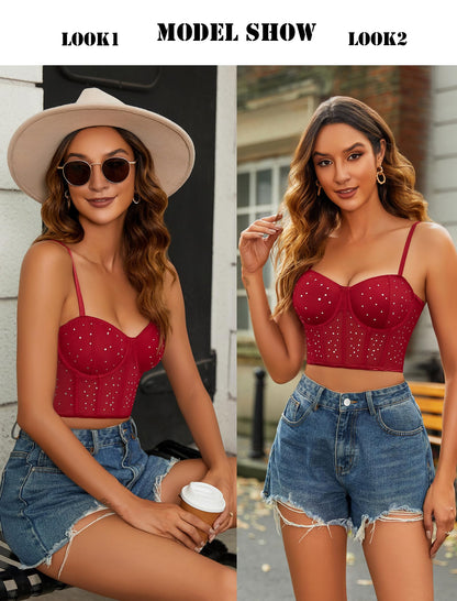 Avidlove Corset Tops For Women Push Up Bustier lingerie Y2K Sexy Going Out Party Club Top