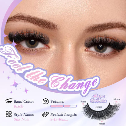 Mink Lashes Strip Eyelashes Volume False Eyelashes that Look Like Extensions Glamour Wispy Curly Fake Lashes 5 Pairs Pack