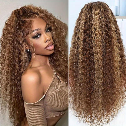 20Inch Deep Wave Lace Front Wigs Human Hair-13x4 HD Transparent Deep Wave Frontal Wigs Human Hair Glueless Curly Wigs for Women 200% Density Curly Lace Front Human Hair Pre Plucked with Baby Hair