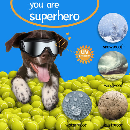 NVTED Dog Sunglasses Goggles, UV Wind Dust Fog Protection Pet Glasses Eye Wear Protection with Adjustable Strap for Medium or Large Dog (Pink)