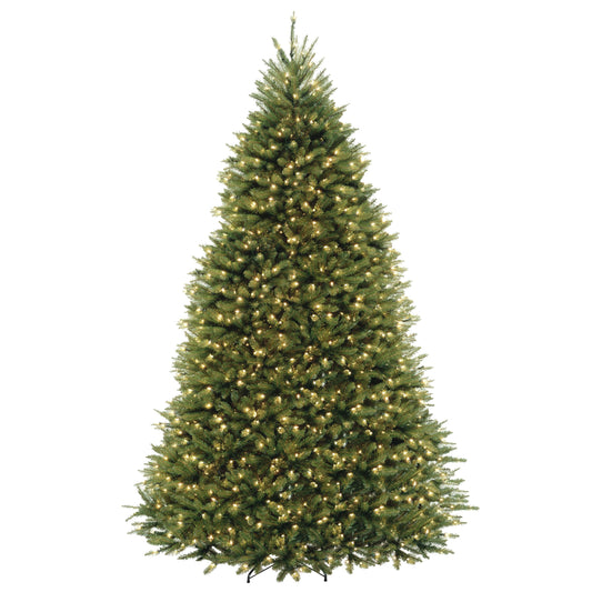 National Tree Company Pre-Lit Artificial Full Christmas Tree, Green, Dunhill Fir, Dual Color LED Lights, Includes Stand, 7.5 Feet, Dual Colored Lights