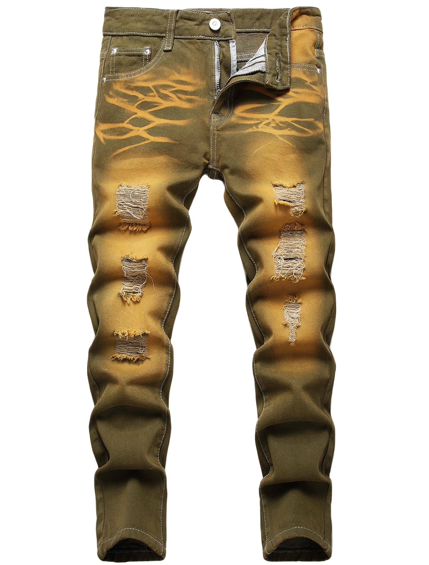 Boy's Skinny Fit Comfy Jeans Ripped Destroyed Distressed Stylish Slim Washed Denim Jeans Pants