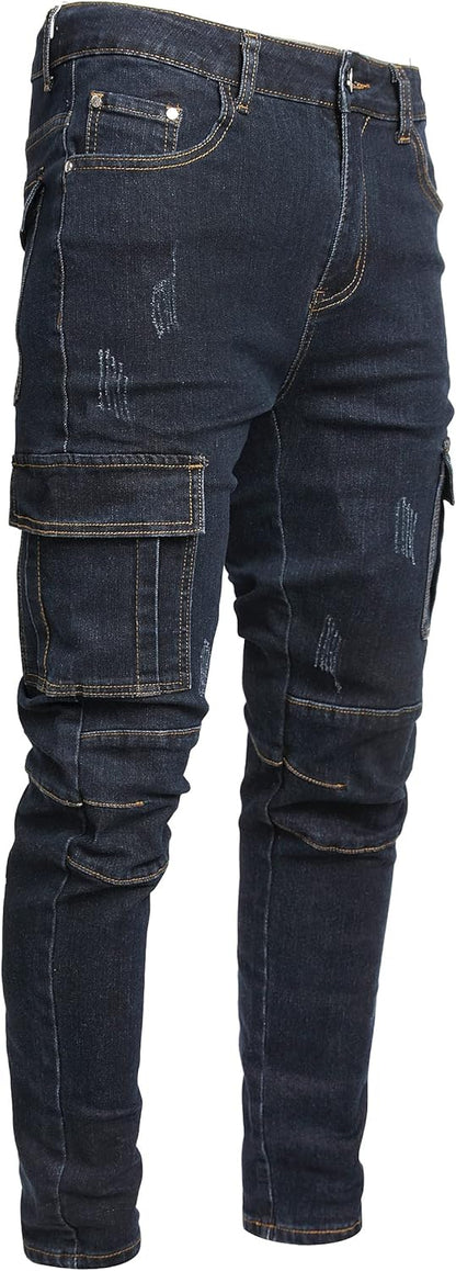 JUNBAOSS Men's Slim Fit Jeans Stretch Ripped Skinny Jeans for Men, Fashion Straight Leg Comfort Flex Waist Casual Pants