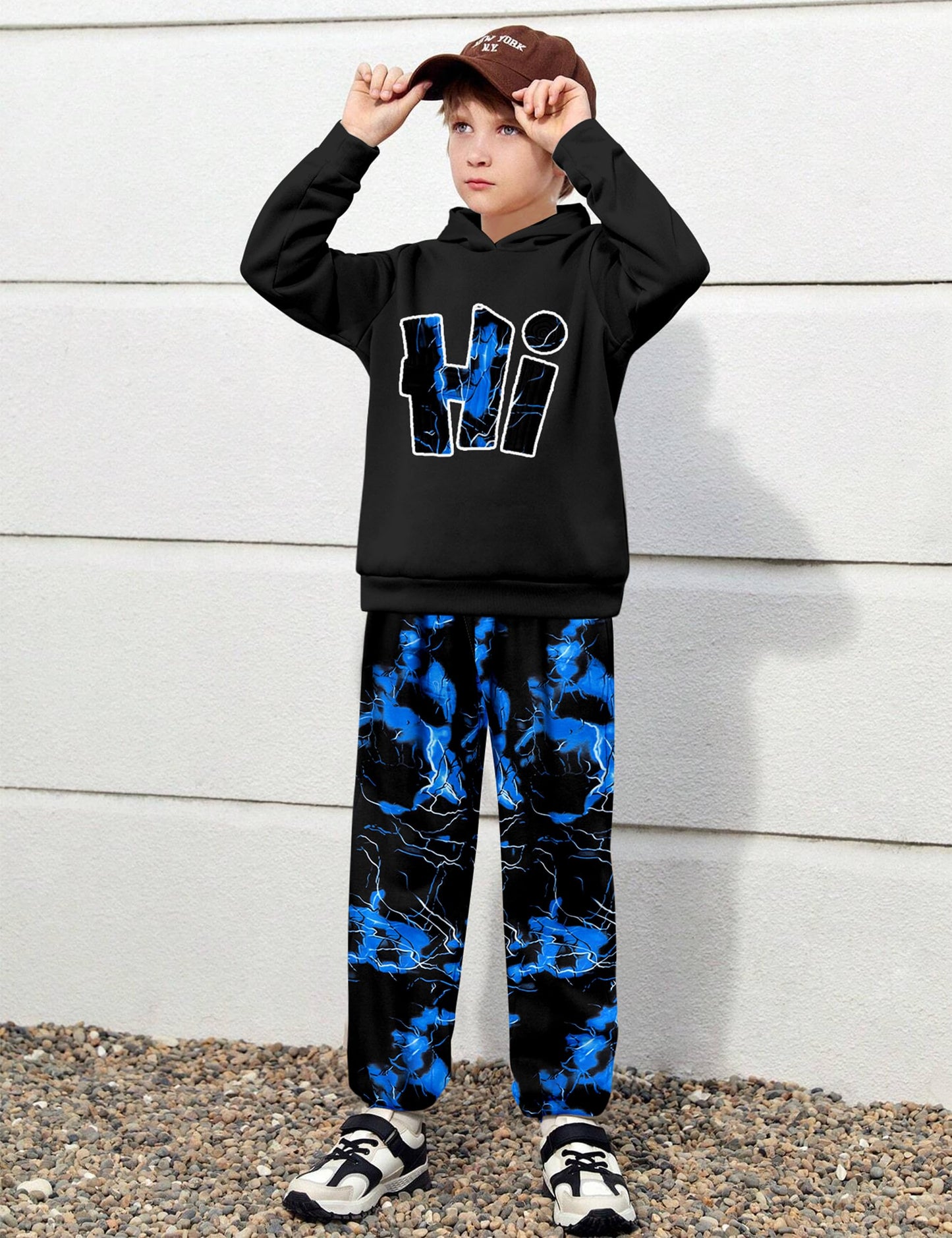 Boys Clothes Camo Boys Outfits Letter Printing Pullover Hoodie and Pants 2Pcs Winter Kids Clothes Boys for 7-14 Years