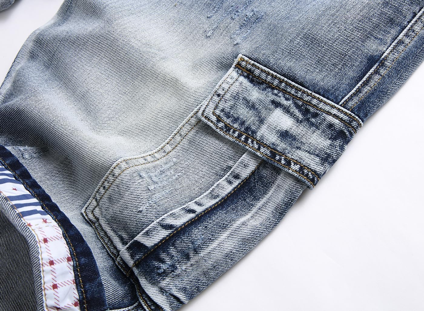 Baylvn Men's Casual Ripped Printed Denim Shorts Slim Fit Summer Beach Jeans Shorts