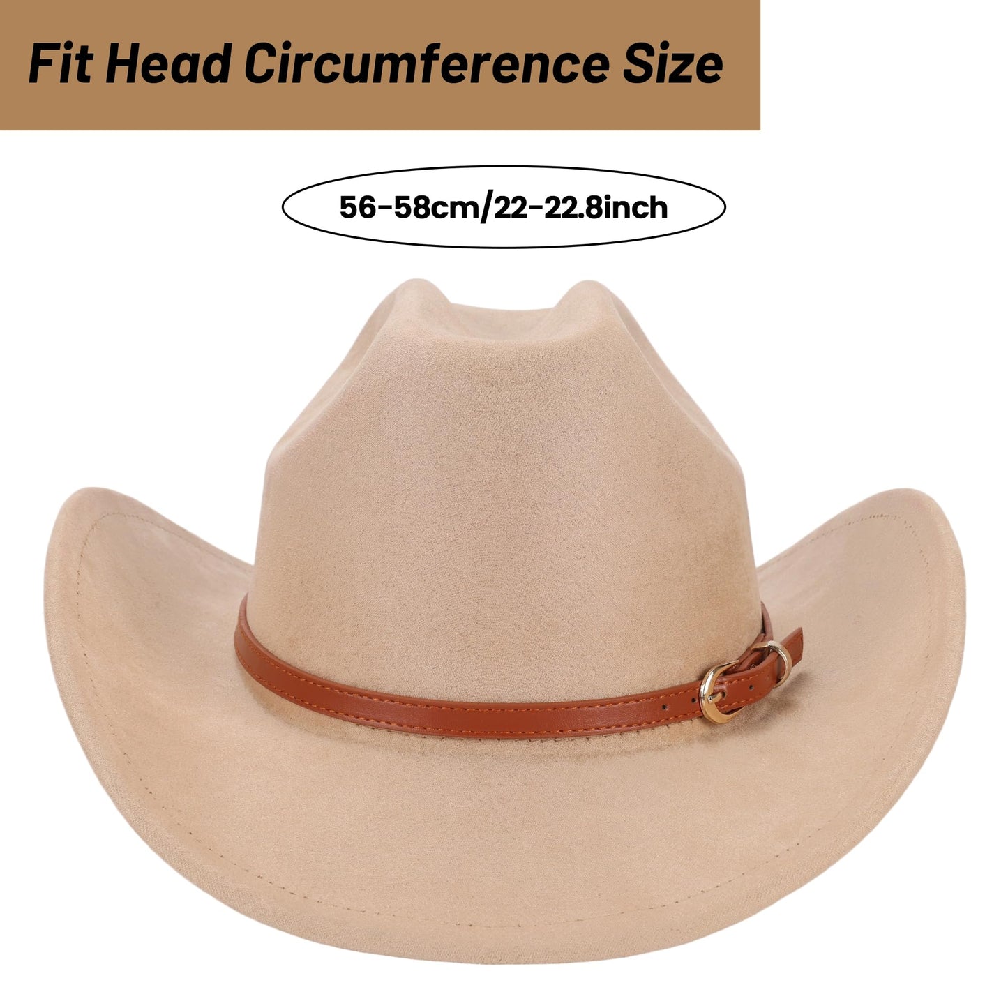 Ibeauti Cowboy Hat with Fringed Bandana Set for Women Wide Brim Western Cowgirl Hat Paisley Head Wrap Scarf