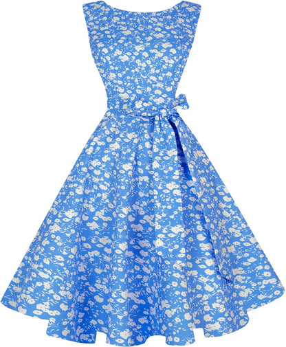 Hanpceirs Women's Boatneck Sleeveless Swing Vintage 1950s Cocktail Dress New