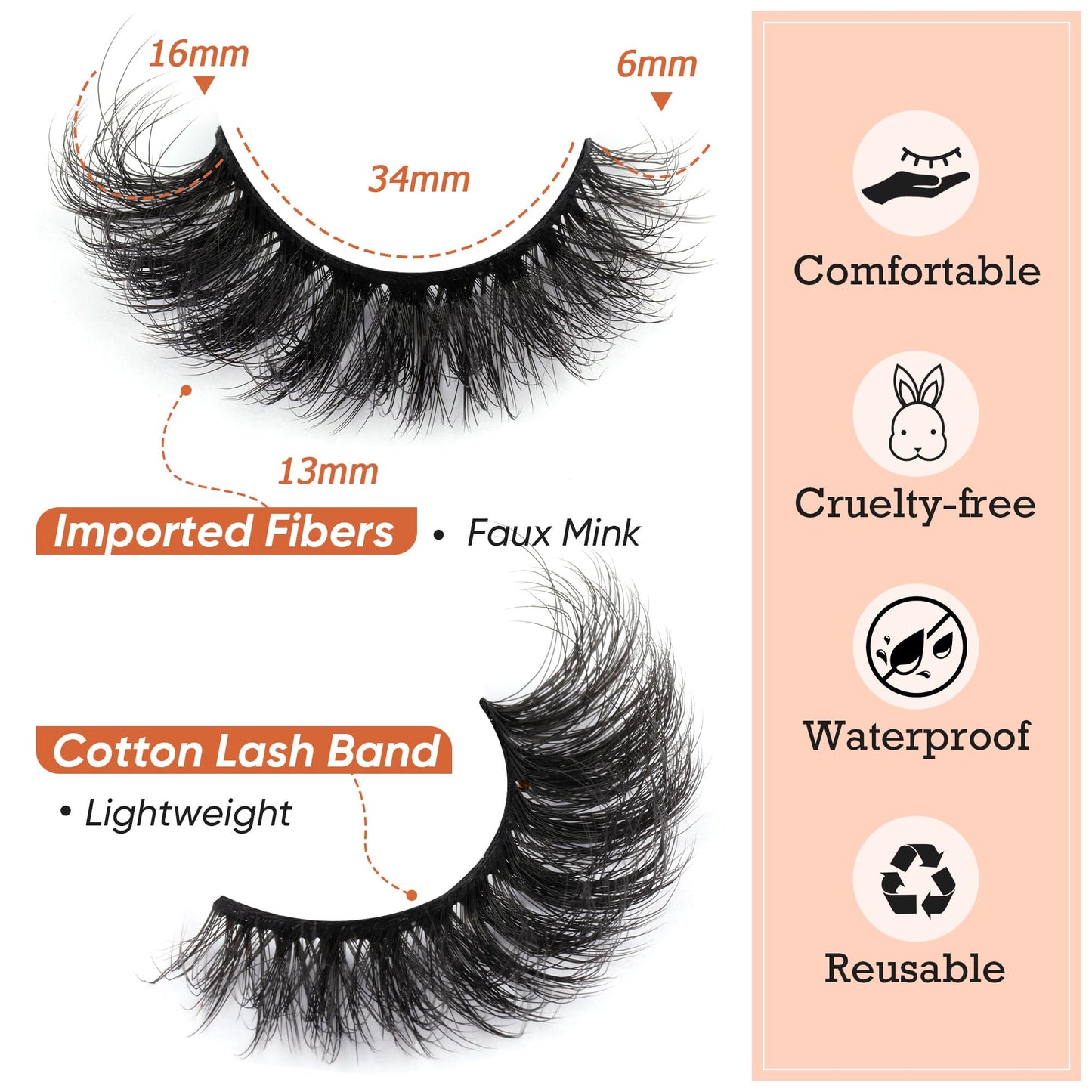 Mink Lashes Full Volume False Eyelashes 18mm Dramatic Faux Mink Eyelashes Natural Look Cat Eye Volume Eye Lashes Multipack by Focipeysa
