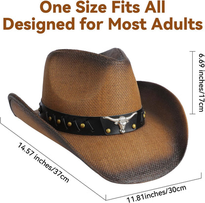 Cowboy Hat,Cowgirl Hat,Western Cowboy Hats for Women/Mens/Straw Wide with Shapeable Brim Cowboy Hat for Womens