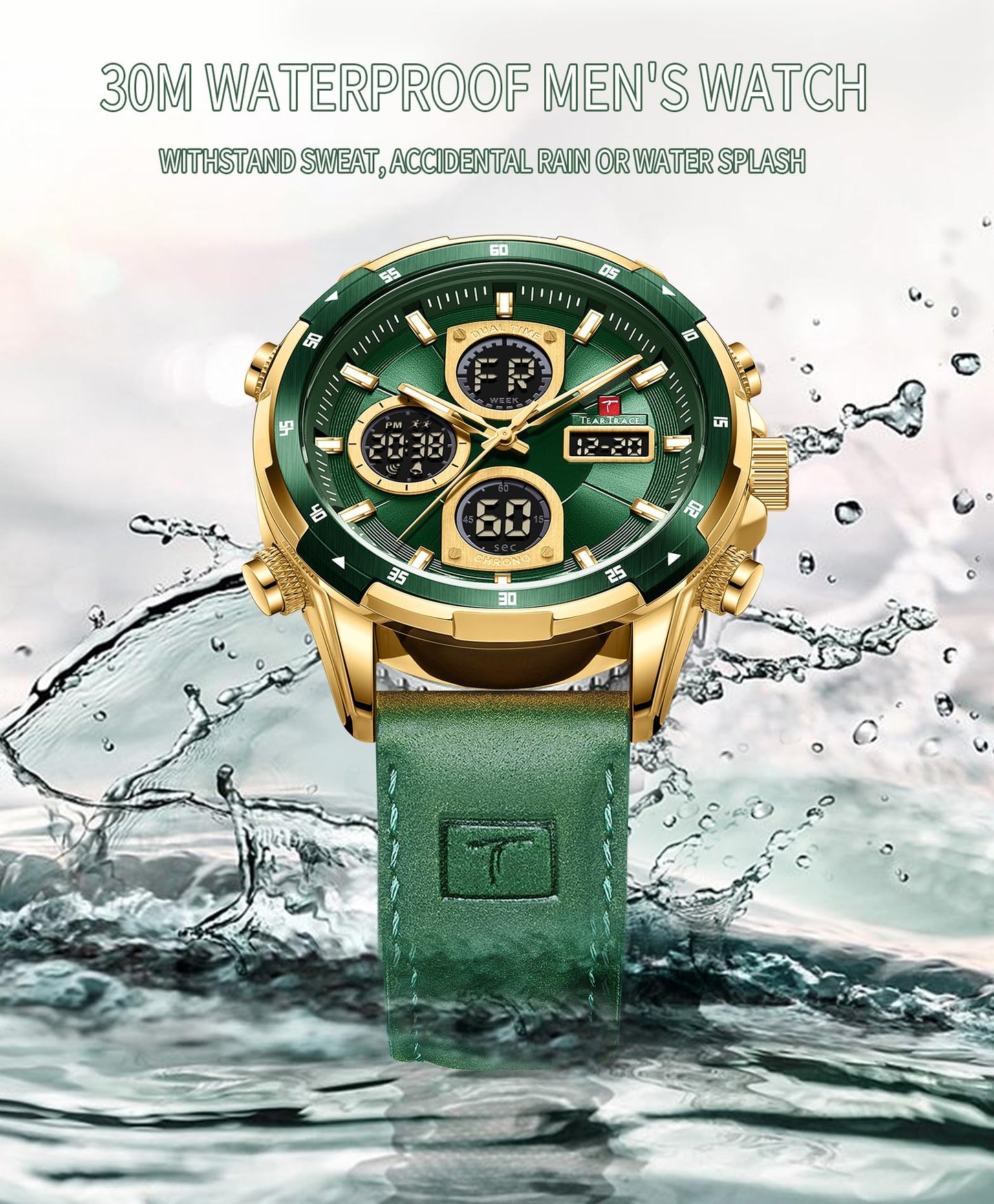 Watches for Men Analog Quartz Waterproof Sport Men’s Watch Tonneau Chronograph Luminous Fashionable Unique Casual Watch with Silicone Strap