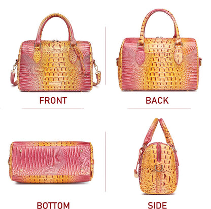 Top-Handle Crocodile Purses For Women Crossbody Leather Bags Trendy Large Capacity Tote with Shoulder Strap