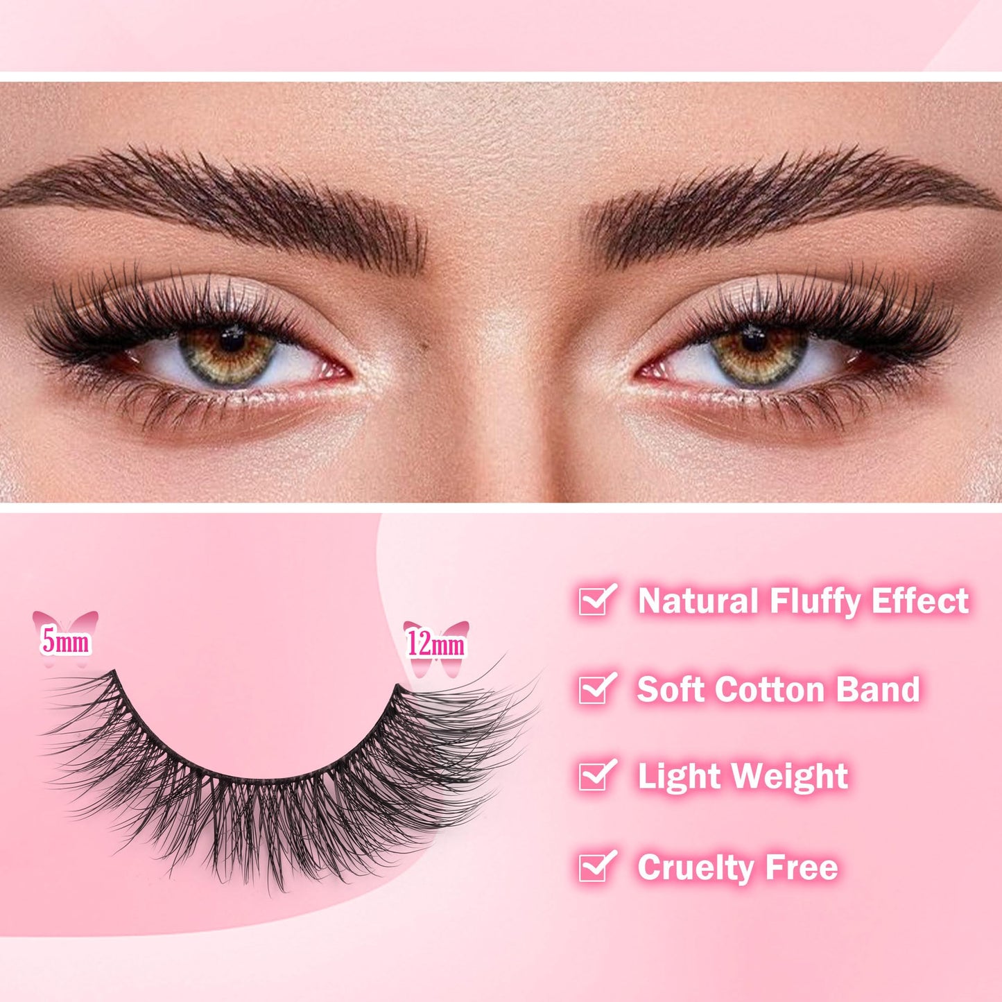 Mink Lashes Fluff False Eyelashes 20-22mm Dramatic Full Wispy Eye Lashes 8D Volume Curly Fake Eyelashes 7 Pairs Faux Mink Lashes Multipack by TOOCHUNAG