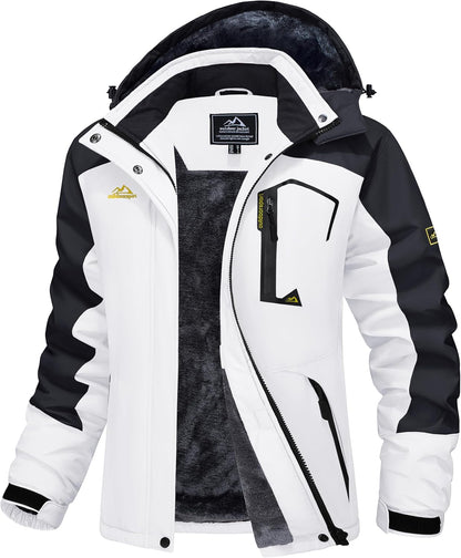 MAGCOMSEN Women's Ski Jacket Waterproof Insulated Snow Jacket Warm Windproof Winter Coats with Hood Fleece Lined Jacket