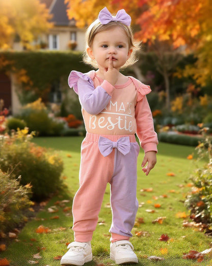Mioglrie Baby Girl Clothes Newborn Girl Fall Winter Outfits Pants Set Preemie Clothing Headband 0 3 6 12 18 Months