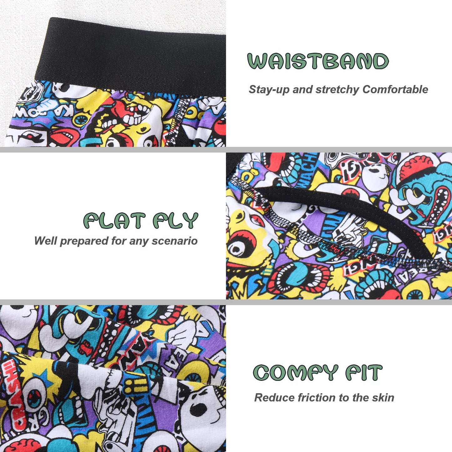 Boys Boxer Briefs,Cotton Toddler Underwear Breathable Mesh Performance Sport Big Boy Boxer Briefs with Fly 5 Pack