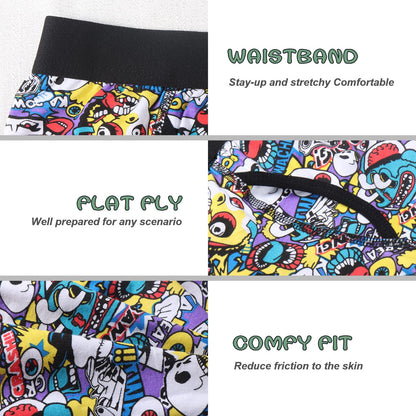 Boys Boxer Briefs,Cotton Toddler Underwear Breathable Mesh Performance Sport Big Boy Boxer Briefs with Fly 5 Pack