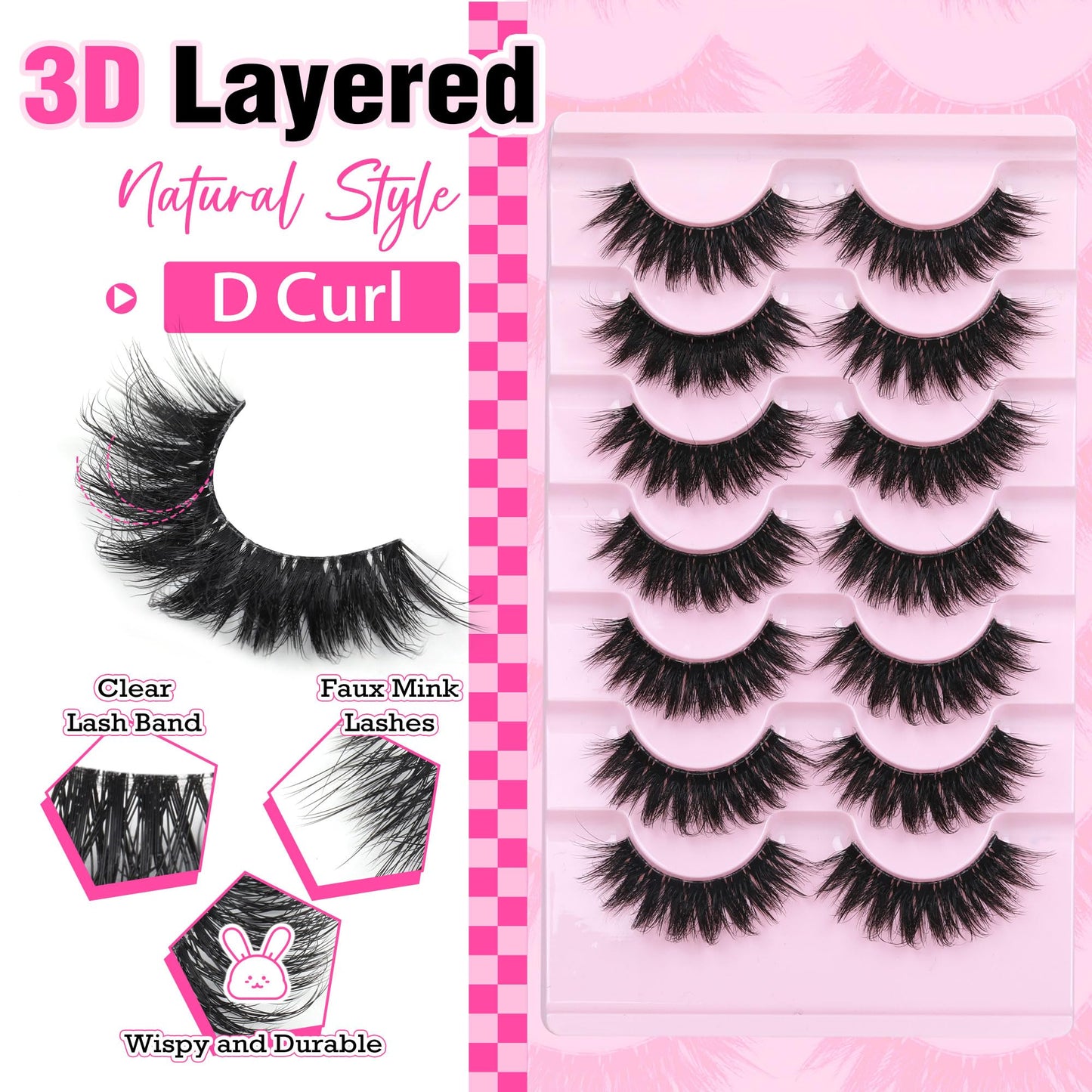 Mink Lashes Full Volume False Eyelashes 18mm Dramatic Faux Mink Eyelashes Natural Look Cat Eye Volume Eye Lashes Multipack by Focipeysa