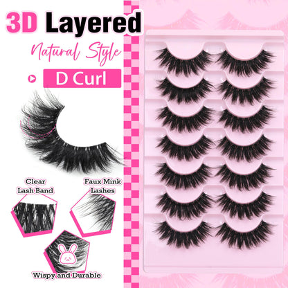 Mink Lashes Full Volume False Eyelashes 18mm Dramatic Faux Mink Eyelashes Natural Look Cat Eye Volume Eye Lashes Multipack by Focipeysa