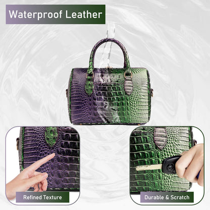 Top-Handle Crocodile Purses For Women Crossbody Leather Bags Trendy Large Capacity Tote with Shoulder Strap