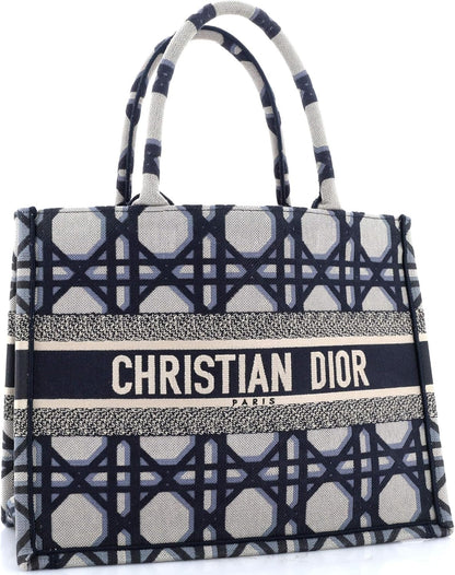 Christian Dior, Pre-Loved Book Tote Macrocannage Canvas Medium, Blue