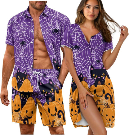 His and Her Pajamas for Couples Set Plus Size Button Down Pjs Nightgown Sleepwear Lounge Sets