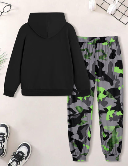 Boys Clothes Camo Boys Outfits Letter Printing Pullover Hoodie and Pants 2Pcs Winter Kids Clothes Boys for 7-14 Years
