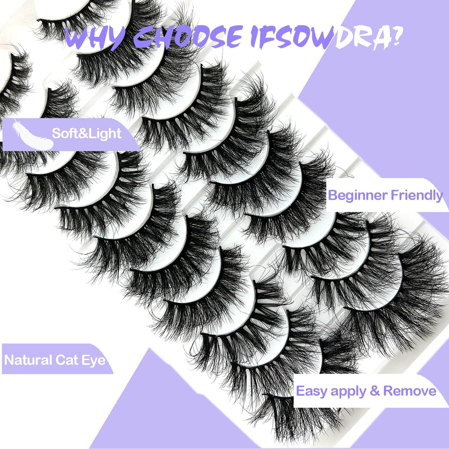 Mink Lashes Fluffy Big Dramatic Thick False Eyelashes, Soft 20mm Volume 3D Faux Mink, 20 Pairs Eyelashes Pack, 25mm Full Strip Lashes That Look Like Extensions