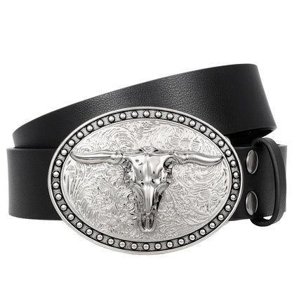 Cowboy Cowgirl Belts for Women Men Western Belts Punk Goth Belt PU Leather Belt With Western Buckle