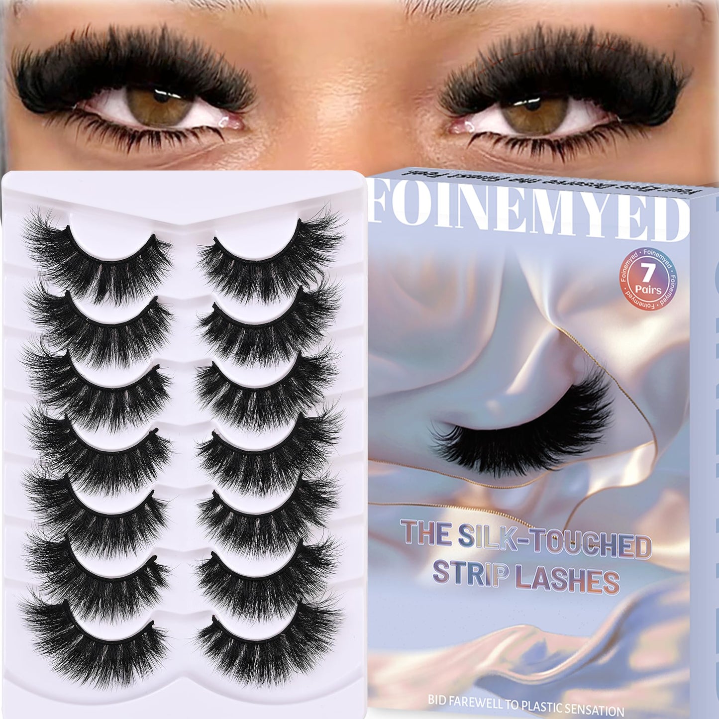 Mink Lashes Strip Eyelashes Volume False Eyelashes that Look Like Extensions Glamour Wispy Curly Fake Lashes 5 Pairs Pack