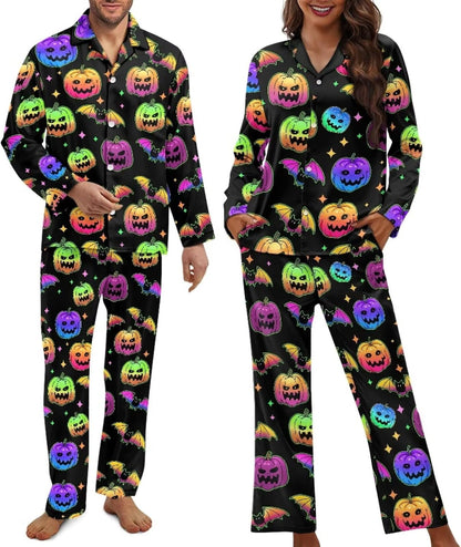 Matching Pajamas for Couple Soft Funny Front Button long Sleeve Pajamas