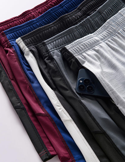 Liberty Imports 5 Pack Big Boys Youth Athletic Mesh Basketball Shorts with Pockets Quick Dry Activewear