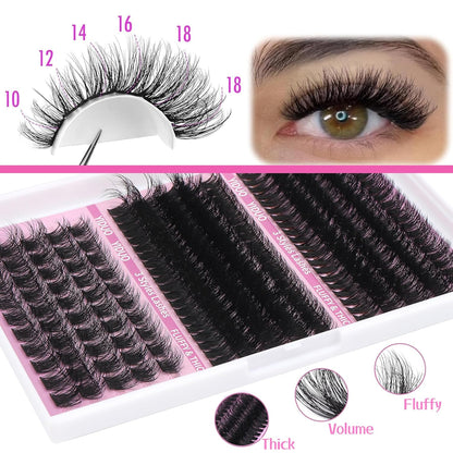 Lashes Clusters Lash Kit Gift Packs 770Pcs with 2X Bond&Seal 5 style Mixed C-Curl False Eyelashes Extensions Faux Mink Individual Lash Wholesale Pack DIY Individual Fake Eyelashes Box