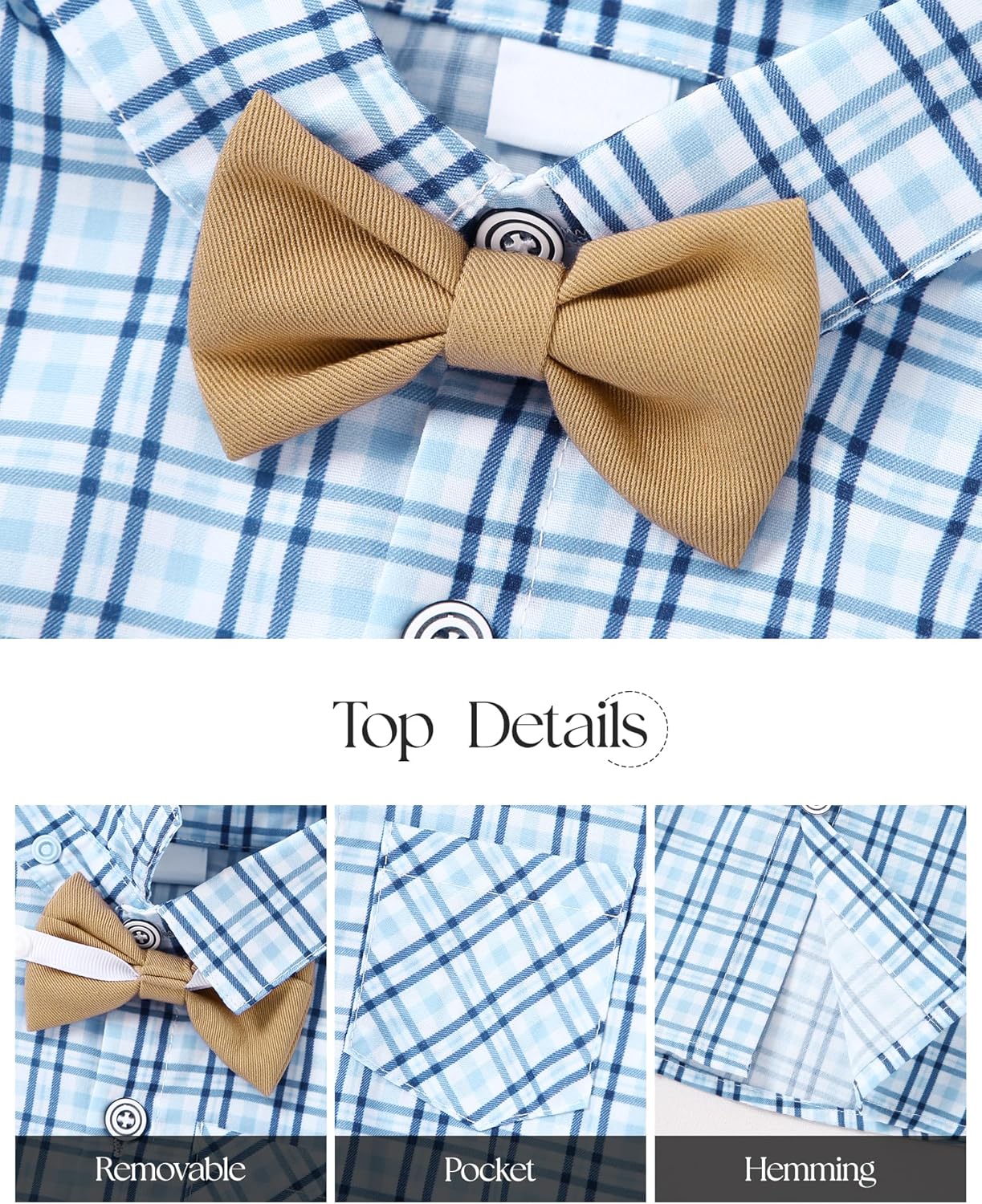 ZOEREA Toddler Boy Suit Formal Wedding Outfits Gentleman Clothes Long Sleeve Shirt + Suspender Pants + Bowtie