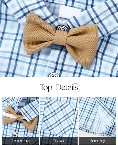 ZOEREA Toddler Boy Suit Formal Wedding Outfits Gentleman Clothes Long Sleeve Shirt + Suspender Pants + Bowtie