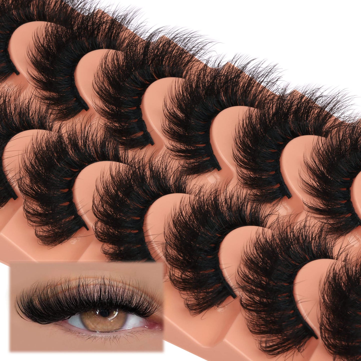 Mink Lashes Full Volume False Eyelashes 18mm Dramatic Faux Mink Eyelashes Natural Look Cat Eye Volume Eye Lashes Multipack by Focipeysa