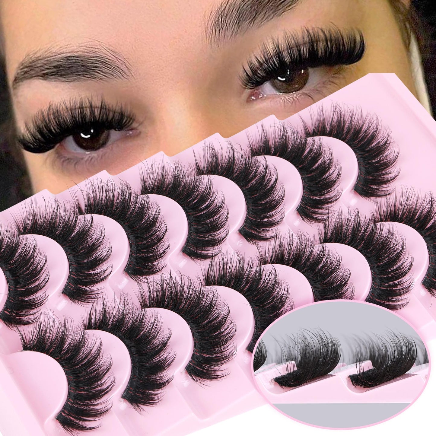 Mink Lashes Full Volume False Eyelashes 18mm Dramatic Faux Mink Eyelashes Natural Look Cat Eye Volume Eye Lashes Multipack by Focipeysa