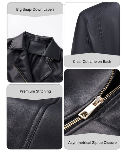 Bellivera Women's Faux Leather Casual Jacket 2025 Spring Trendy Motorcycle Outfits Lightweight Classic Coat