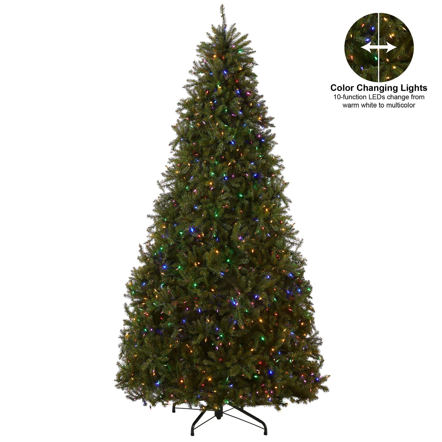 National Tree Company Pre-Lit Artificial Full Christmas Tree, Green, Dunhill Fir, Dual Color LED Lights, Includes Stand, 7.5 Feet, Dual Colored Lights