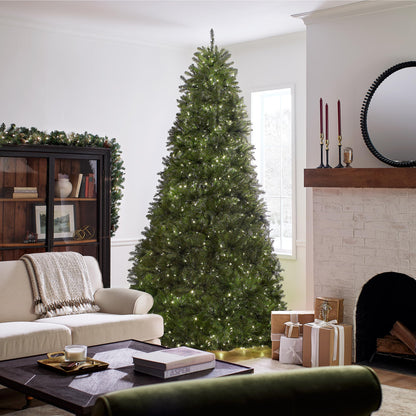 National Tree Company Pre-Lit Artificial Full Christmas Tree, Green, Dunhill Fir, Dual Color LED Lights, Includes Stand, 7.5 Feet, Dual Colored Lights