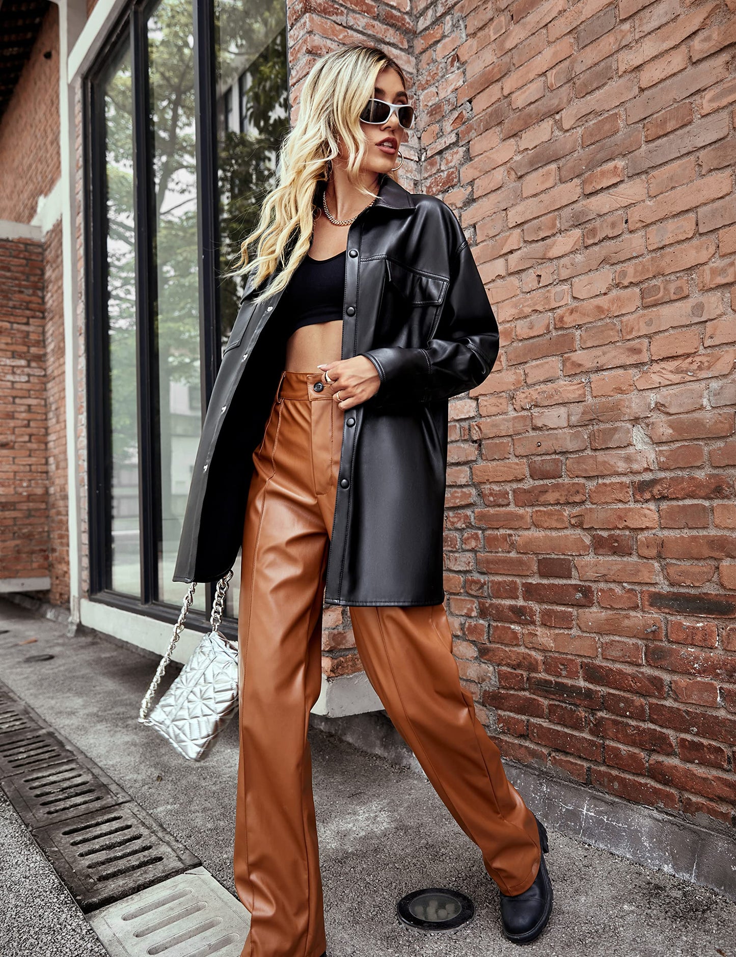 Bellivera Women's Faux Leather Casual Jacket 2025 Spring Trendy Motorcycle Outfits Lightweight Classic Coat