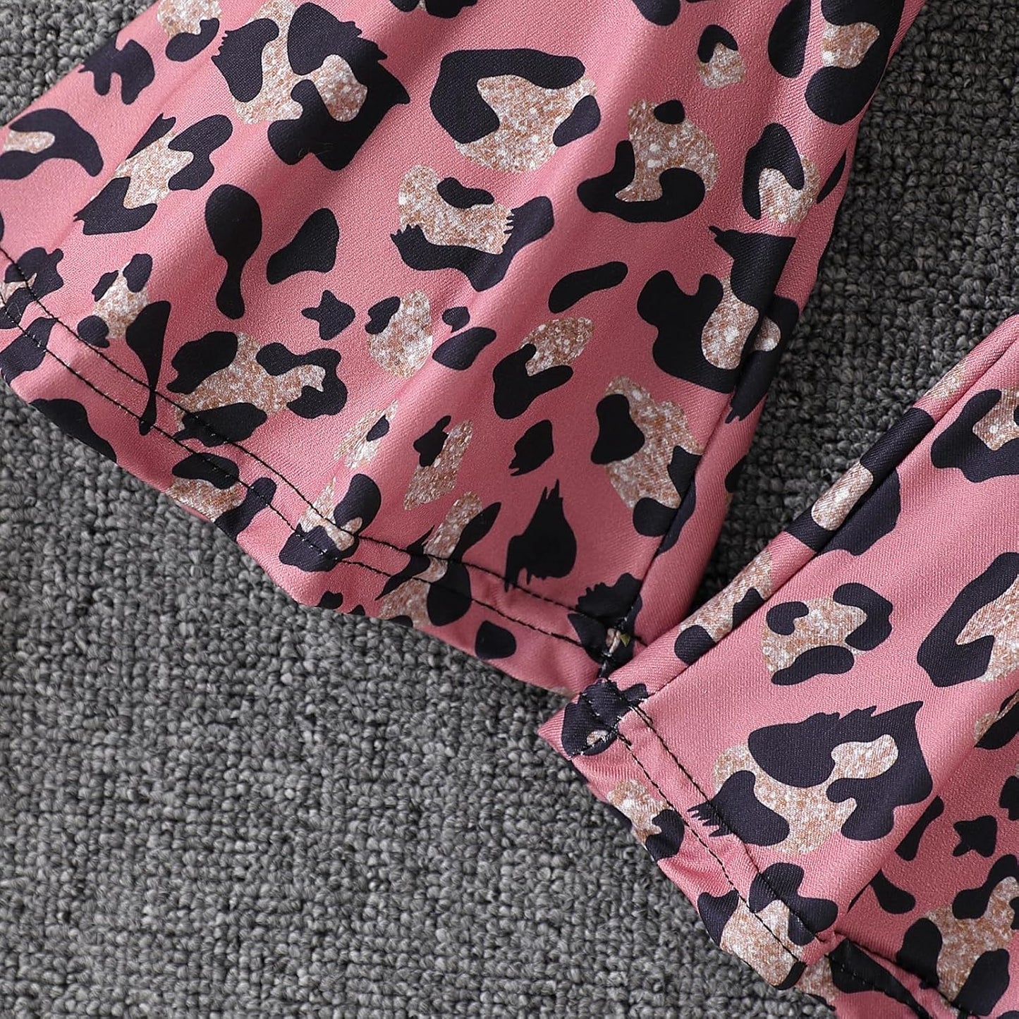 Toddler Girl Clothes Long Sleeve Cartoon & Letter Graphic Top + Fruit Stationery Print Flared Leg Pants