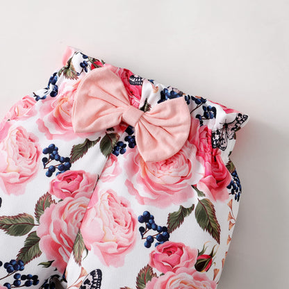 SUNNY PIGGY Newborn Infant Baby Girl Clothes Ruffle Romper Toddler Girl Floral Cotton Pant Sets Girls Clothing Outfit