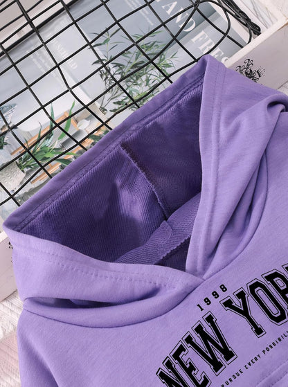 Hilinker Girls Graphic 3 Piece Outfits Workout Crop Hoodie Ribbed Tank and Sweatpants Set