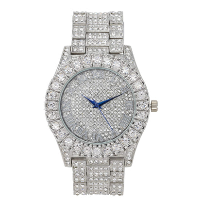 Charles Raymond Women's Big Rocks Bezel Colored Dial with Roman Numerals Fully Iced Out Watch - ST10327LA